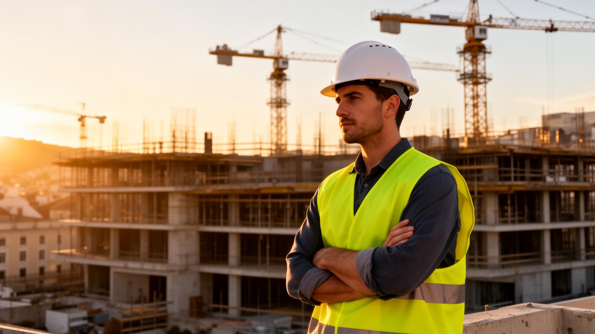 Profissional de construção civil em obra em Lisboa